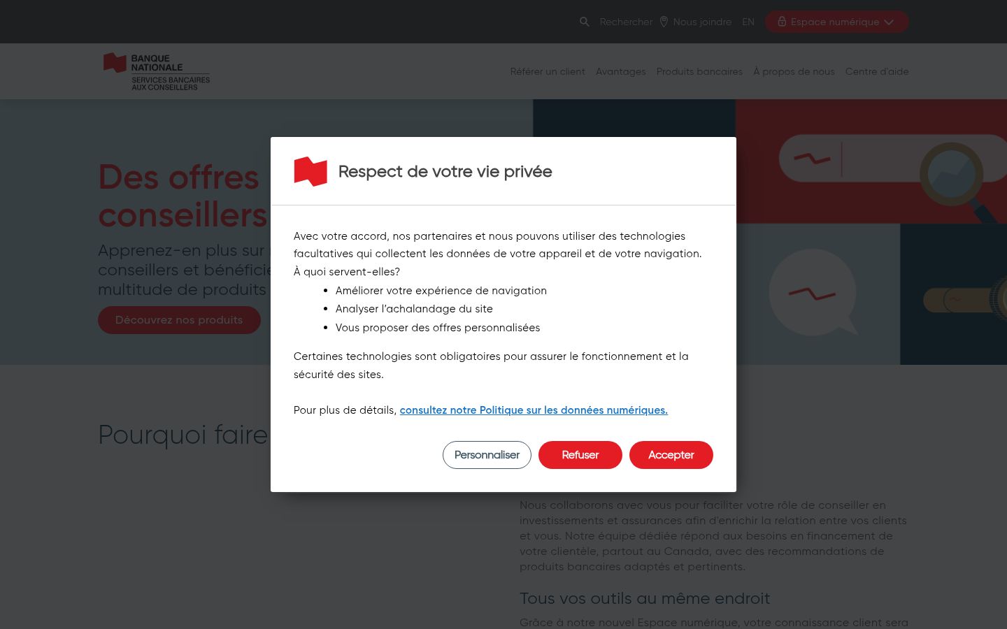 Screenshot del banner di consenso mostrato prima di qualsiasi interazione