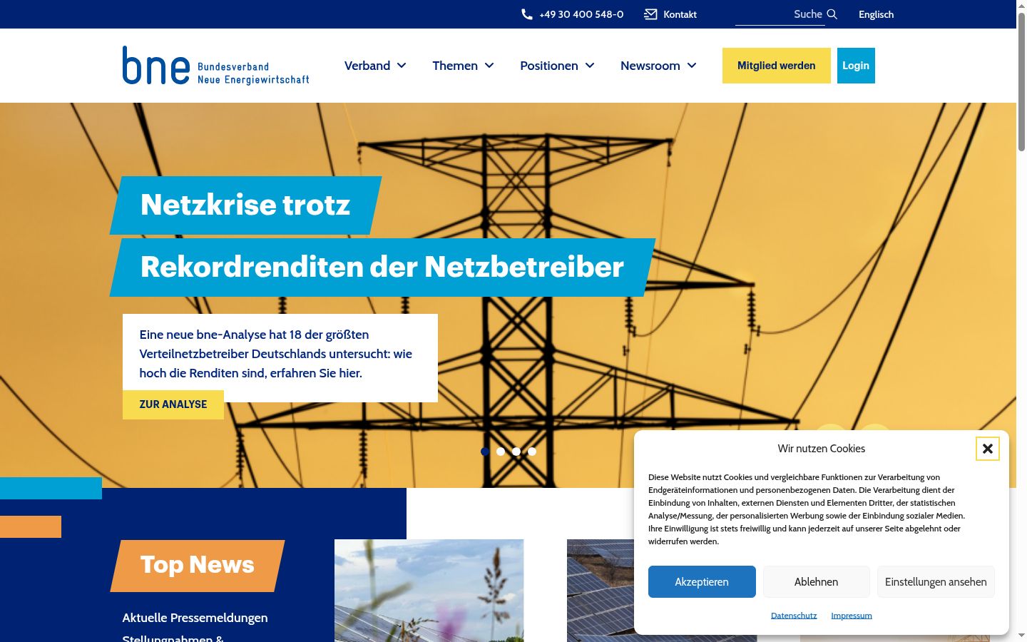 Screenshot del banner di consenso mostrato prima di qualsiasi interazione