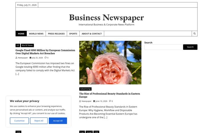 Screenshot of bnewspaper.com