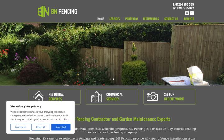 Screenshot of bnfencing.com