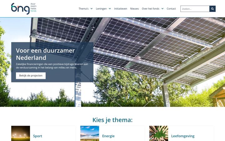 Ekrano kopija bngduurzaamheidsfonds.nl