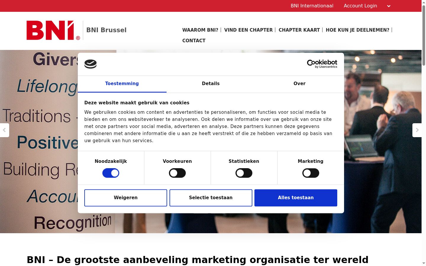 Skærmbillede af samtykkebanneret, som det blev vist før nogen interaktion