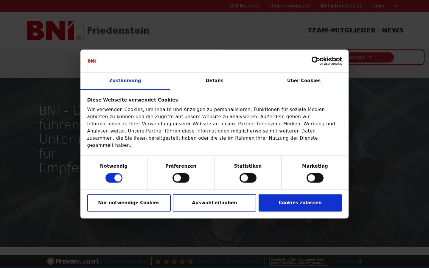 Screenshot van de toestemmingsbanner zoals getoond vóór enige interactie
