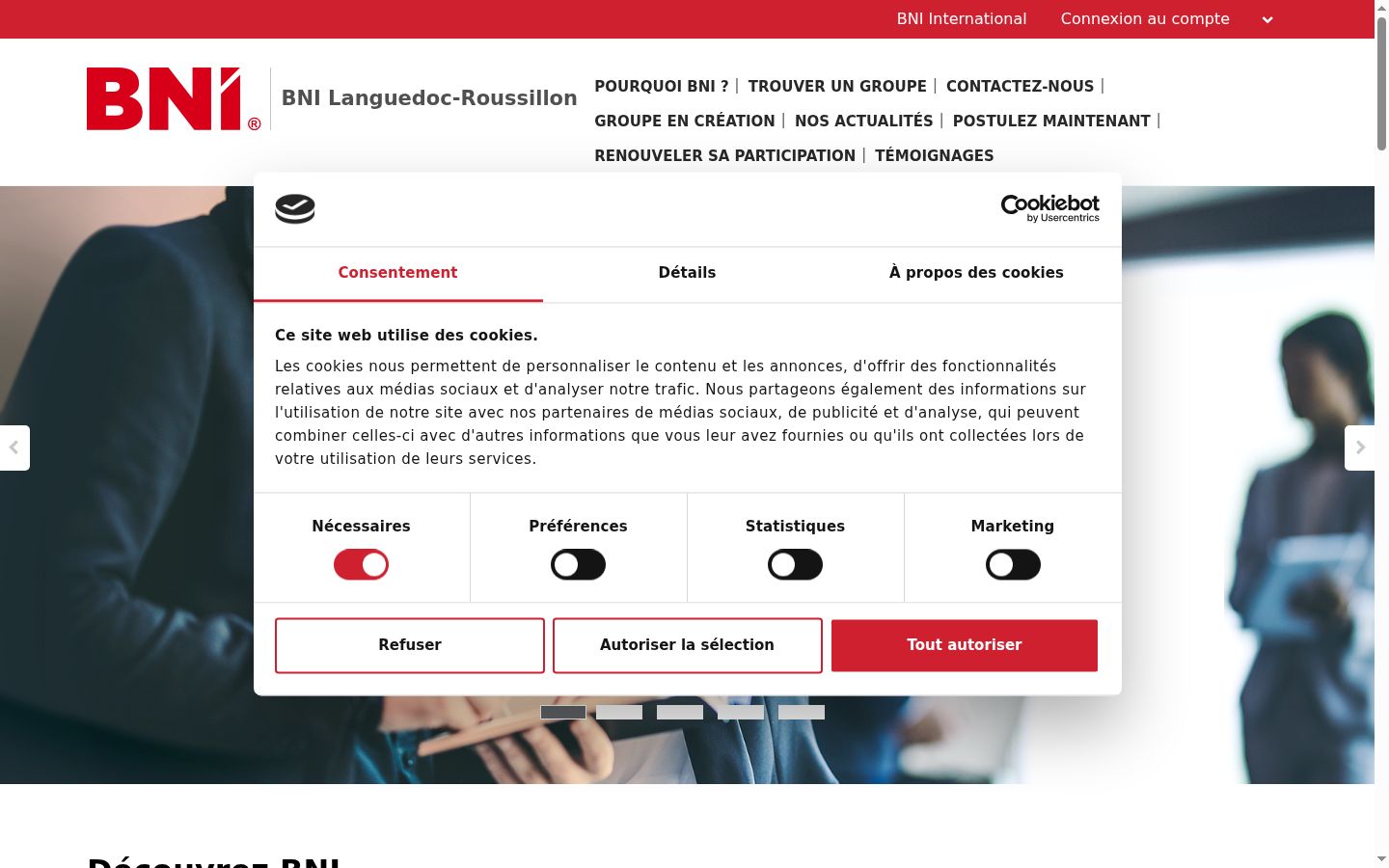Captura de pantalla del banner de consentimiento mostrado antes de cualquier interacción