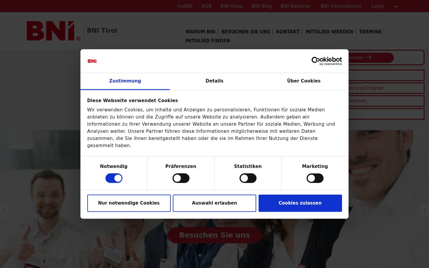 Screenshot of the consent banner shown before any interaction
