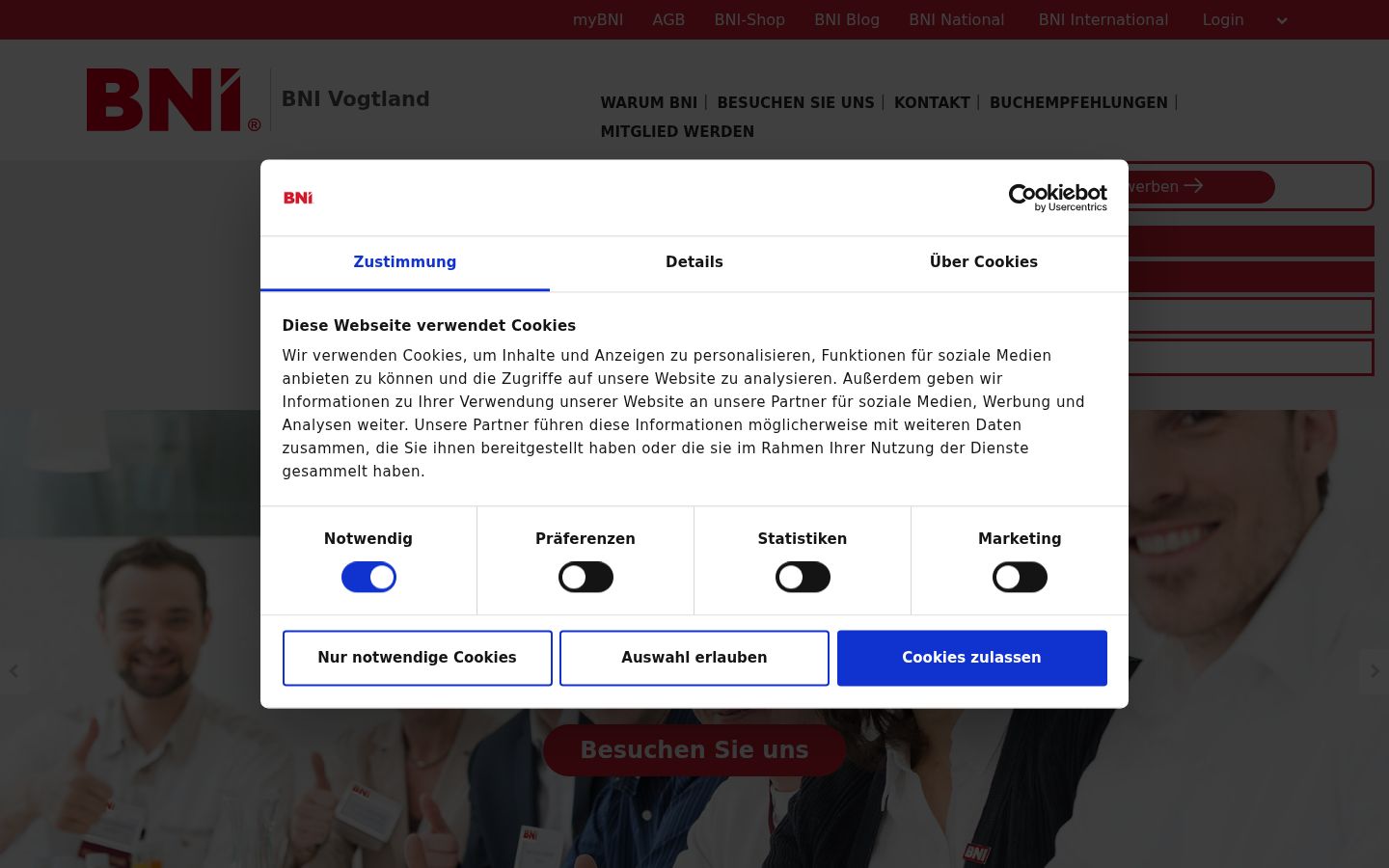 Screenshot of the consent banner shown before any interaction