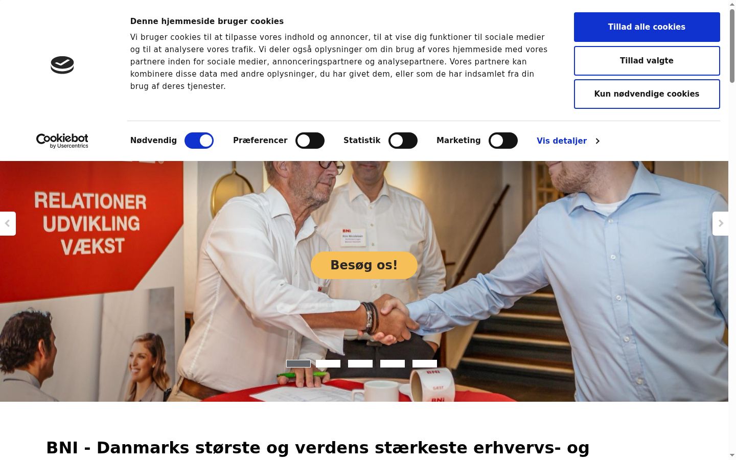 Skärmbild av samtyckesbannern som visades före någon interaktion