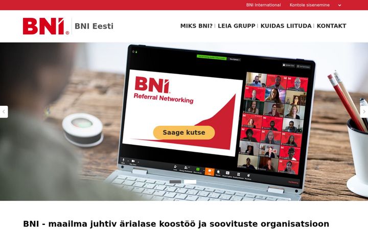 Screenshot of bni.ee