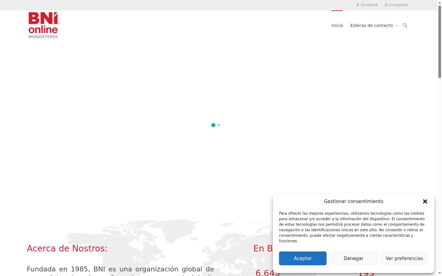 Screenshot del banner di consenso mostrato prima di qualsiasi interazione