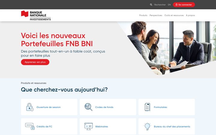 Screenshot of bninvestissements.ca