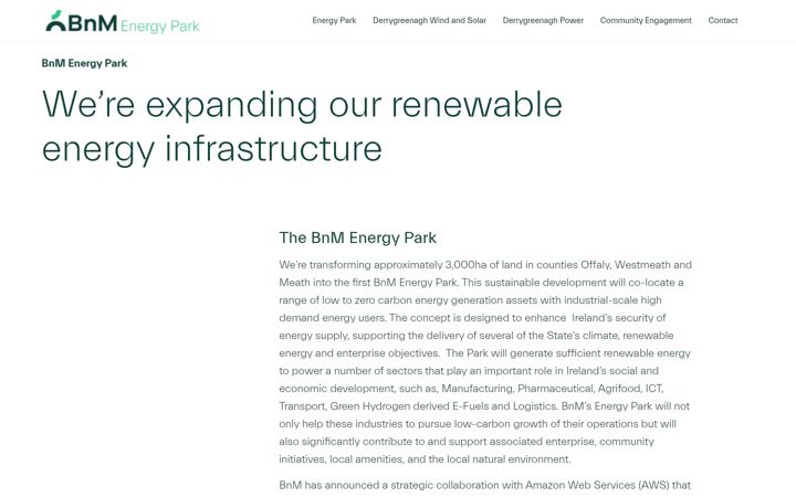 Skærmbillede af bnmenergypark.ie