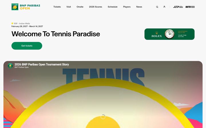 Captura de pantalla de bnpparibasopen.com