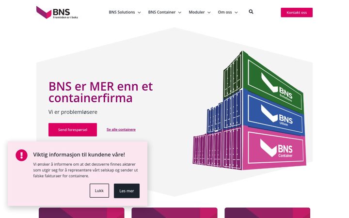 Screenshot of bns-container.no