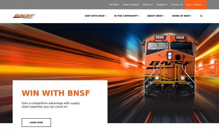Captură de ecran a bnsf.com