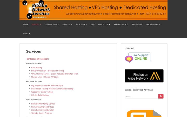Screenshot of bnshosting.net