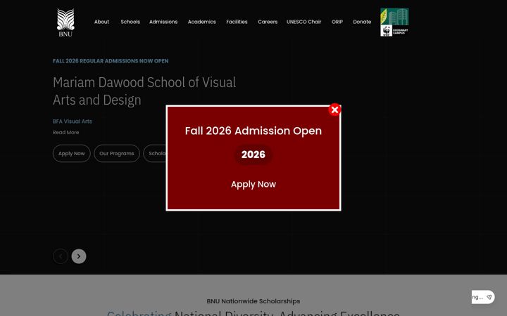 Screenshot of bnu.edu.pk