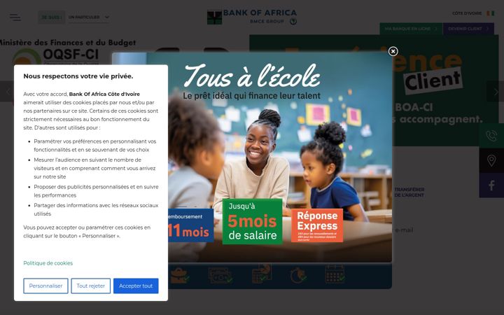 Snímek obrazovky boacoteivoire.com