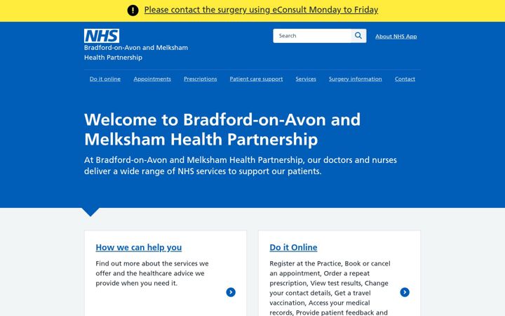 Screenshot of boahealthcentre.nhs.uk