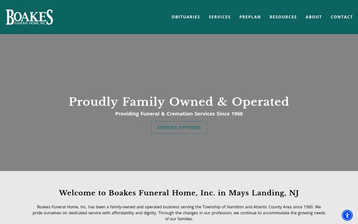 Screenshot of boakesfuneralhome.com