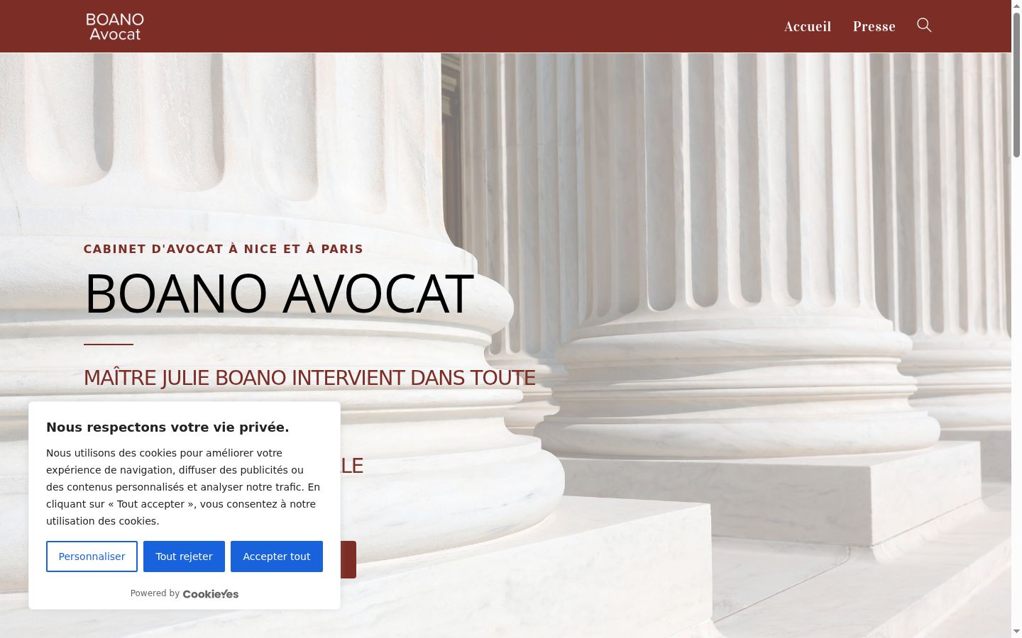 Screenshot del banner di consenso mostrato prima di qualsiasi interazione
