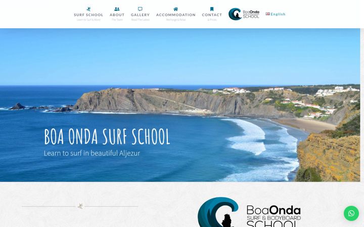 Captură de ecran a boaondasurfschool.com