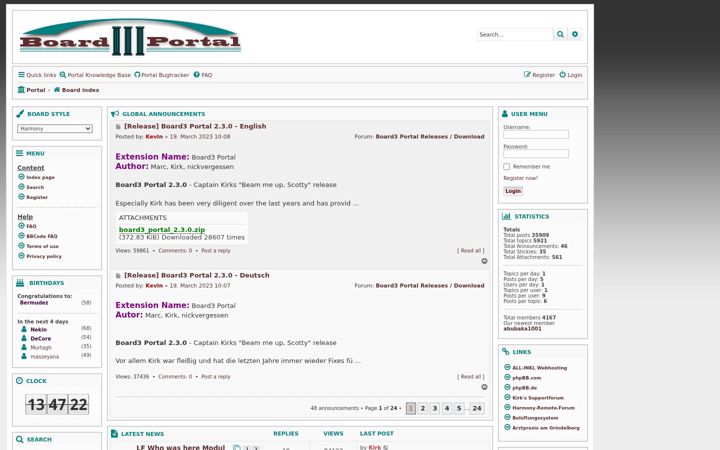 Screenshot of board3.de