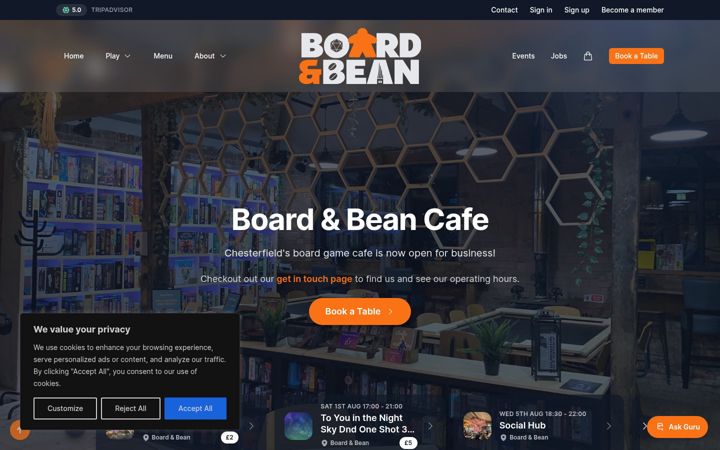 Screenshot of boardandbean.co.uk