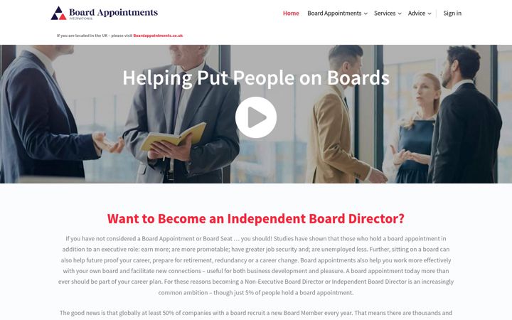 Screenshot ta' boardappointments.com