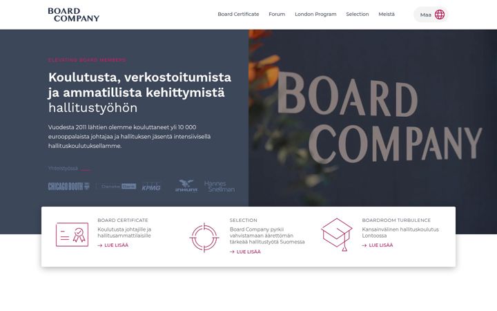 Screenshot of boardcompany.fi