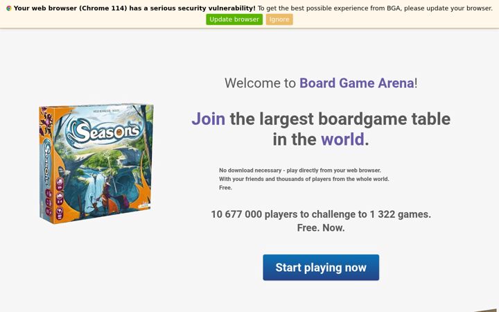 Snimka zaslona za boardgamearena.com