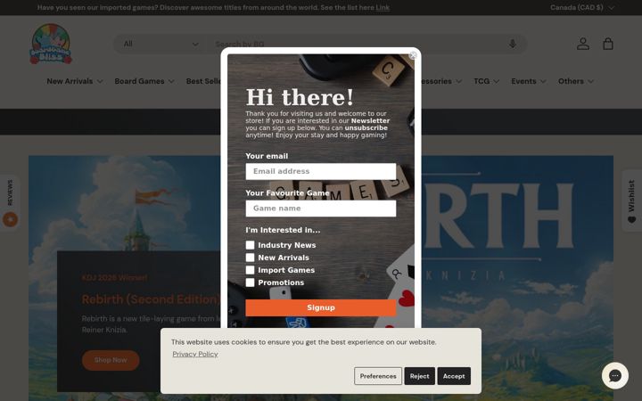 Screenshot of boardgamebliss.com