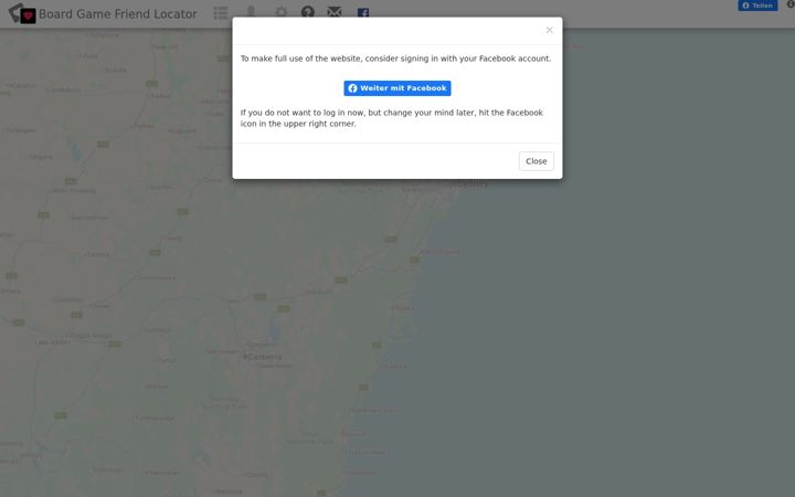 Screenshot of boardgamefriendlocator.com