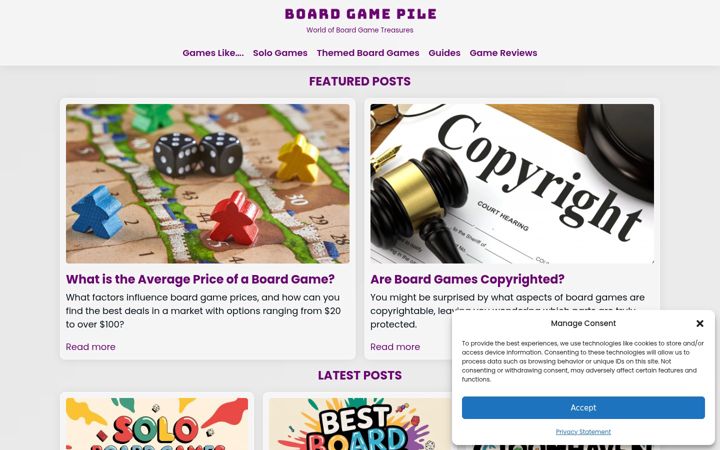 Screenshot of boardgamepile.com