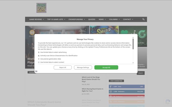 Screenshot of boardgamequest.com