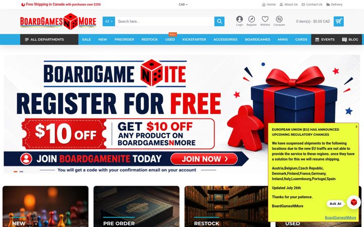 Screenshot of boardgamesnmore.com
