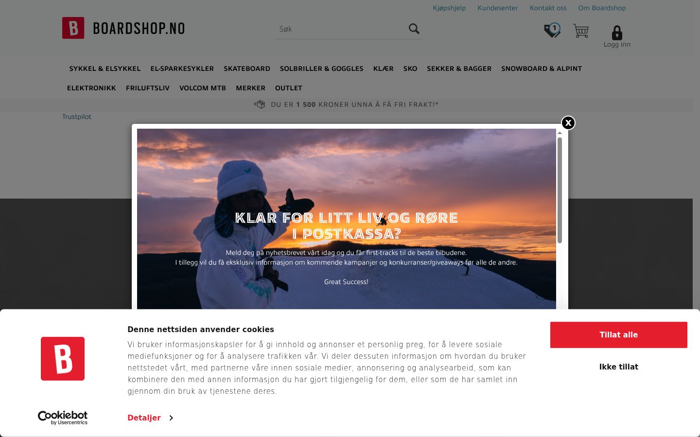 Screenshot del banner di consenso mostrato prima di qualsiasi interazione