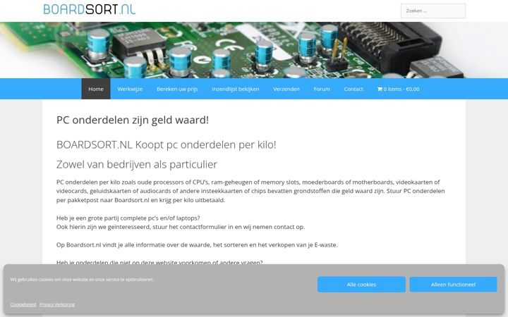 Snímek obrazovky boardsort.nl
