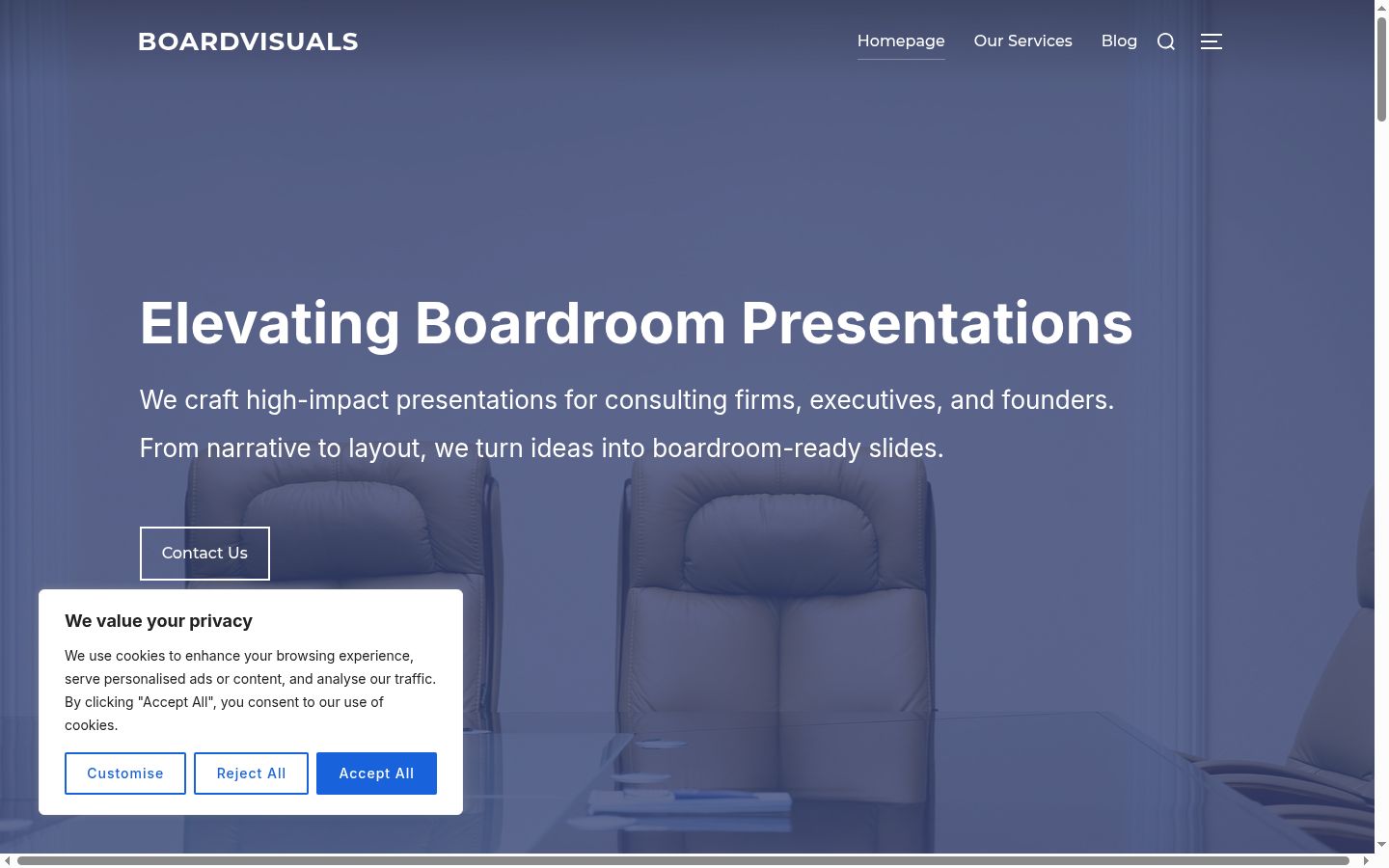 Screenshot of the consent banner shown before any interaction