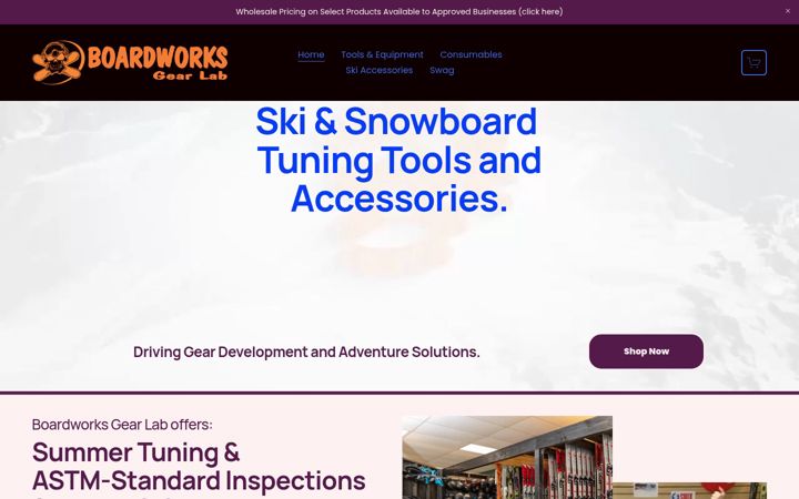 Snímek obrazovky boardworksgearlab.com