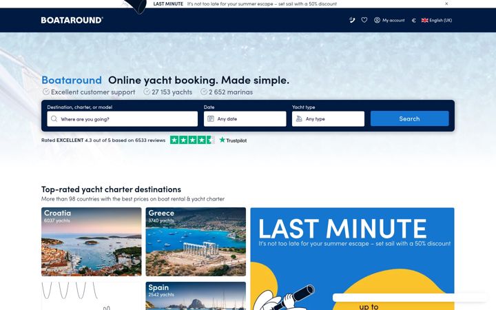 Screenshot of boataround.com