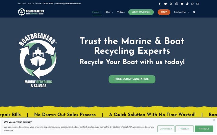 Screenshot of boatbreakers.com