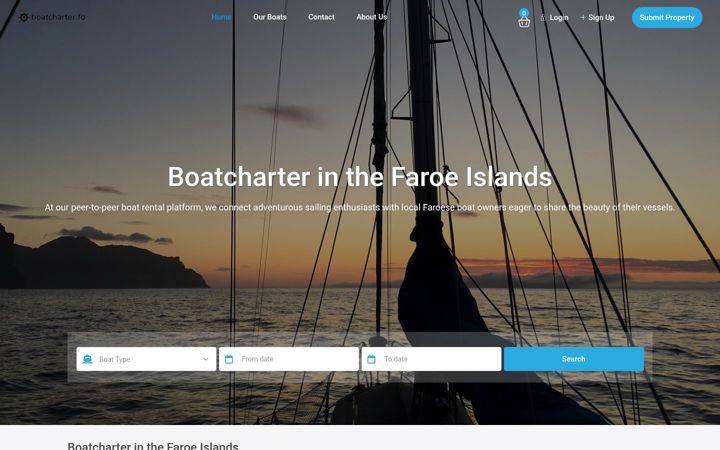 Screenshot of boatcharter.fo