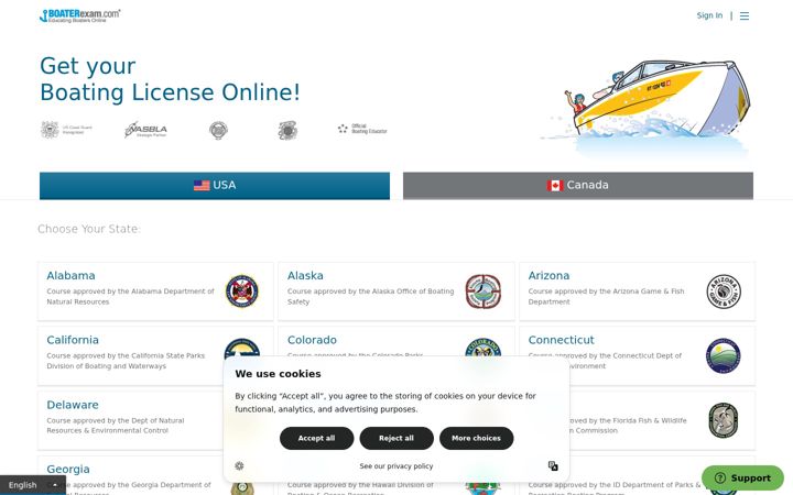 Screenshot of boaterexam.com