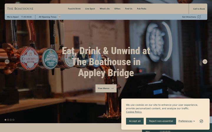 Screenshot of boathouseappleybridge.co.uk