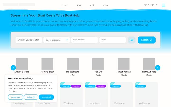 Screenshot of boathub.co.uk