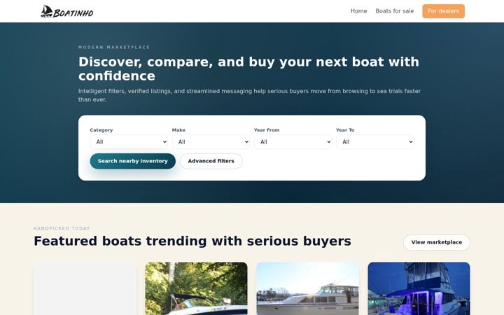 Screenshot of boatinho.com