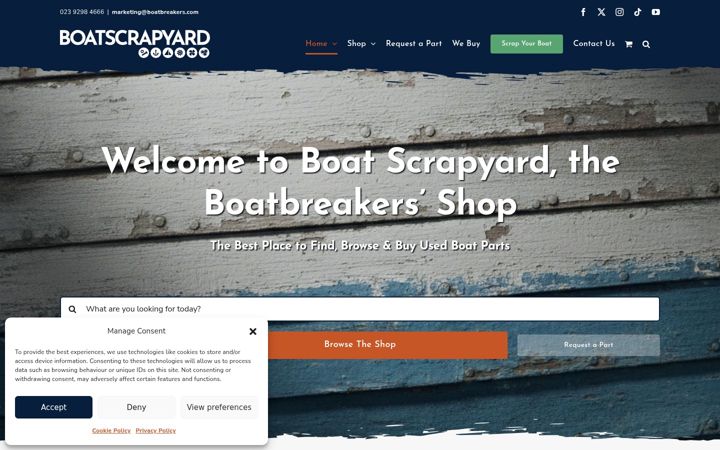 Screenshot of boatscrapyard.com