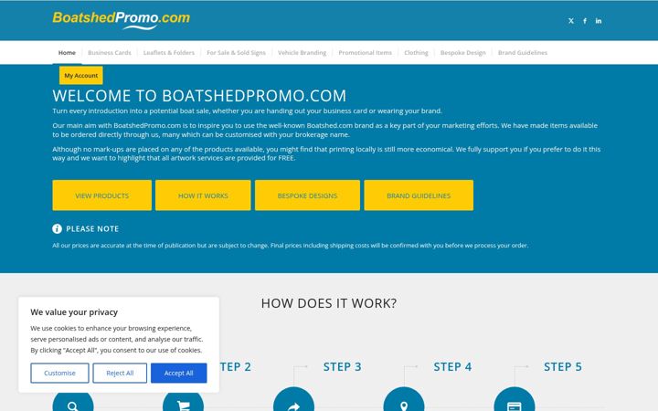 Screenshot of boatshedpromo.com