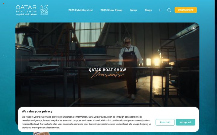 Screenshot of boatshowqatar.com