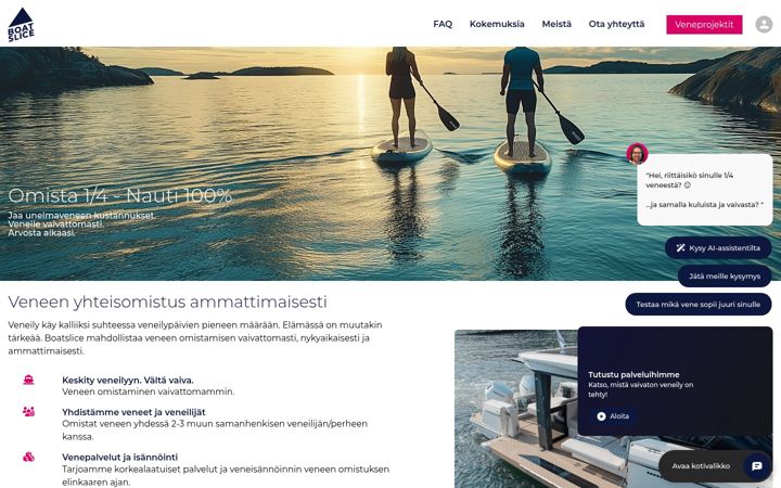 Screenshot stránky boatslice.fi